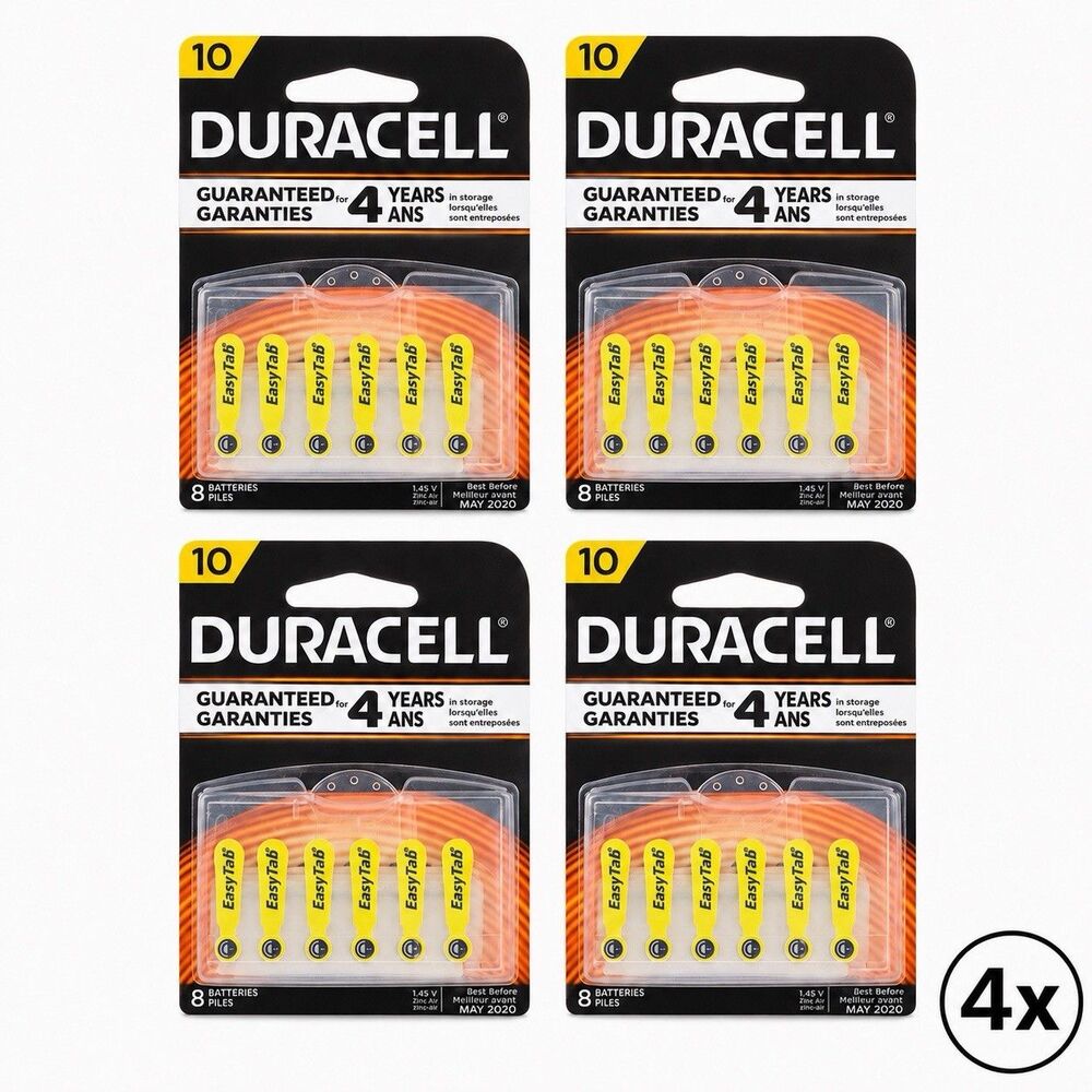 Duracell EasyTab Size 10 Hearing Aid Batteries 4 Packs 32 Total *3.20*